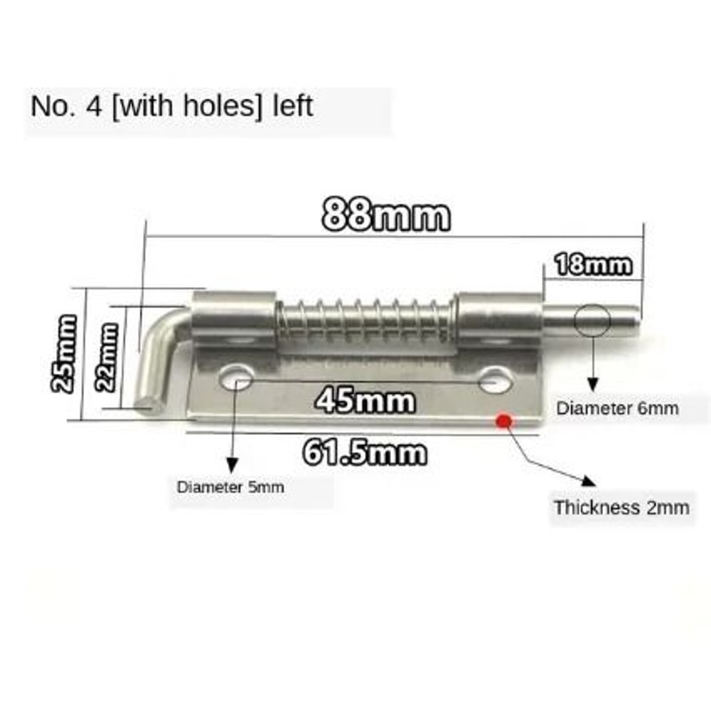Stainless Steel Spring Loaded Barrel Bolt Door Latch 9