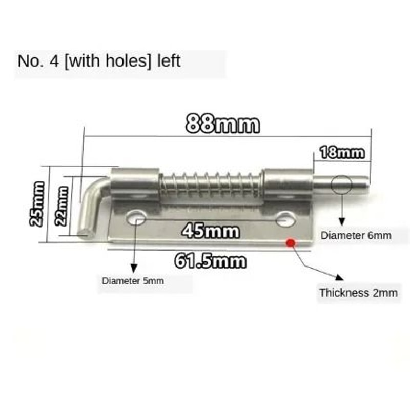 Stainless Steel Spring Loaded Barrel Bolt Door Latch 9