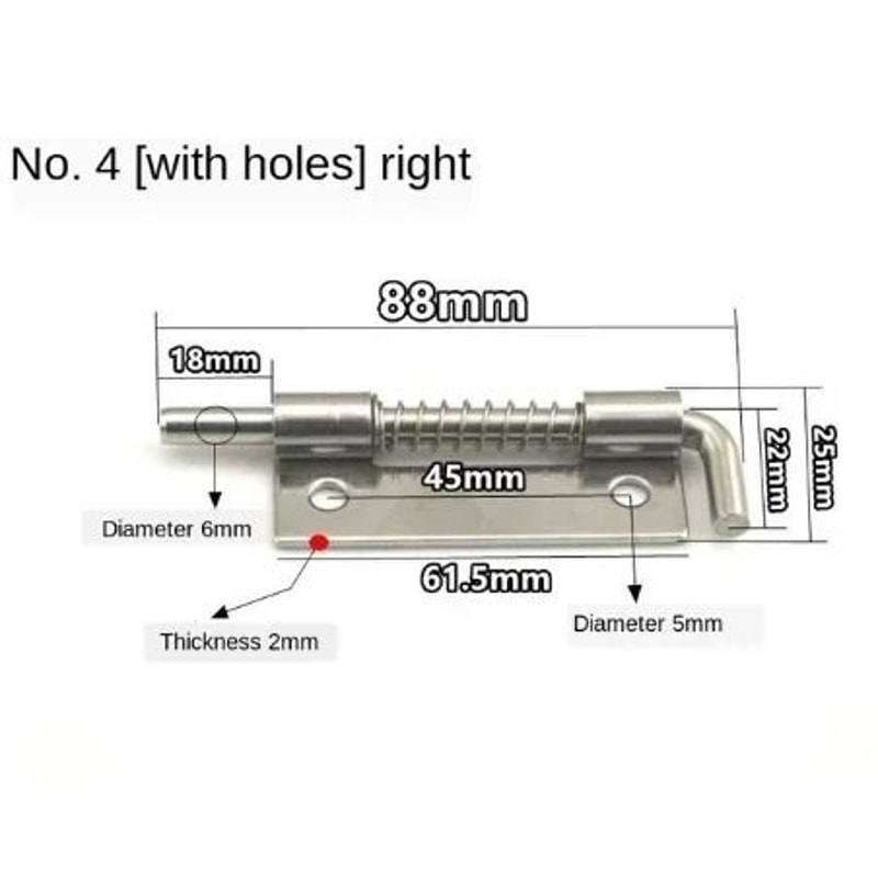 Stainless Steel Spring Loaded Barrel Bolt Door Latch 17