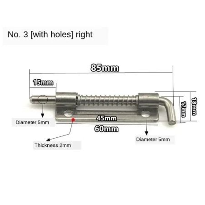 Stainless Steel Spring Loaded Barrel Bolt Door Latch 8