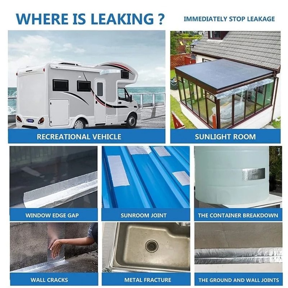 Aluminum Foil Butyl Rubber Waterproof Tape For Roof Pipe And Wall Repairs 2