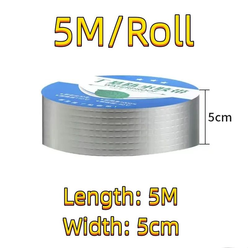 Aluminum Foil Butyl Rubber Waterproof Tape For Roof Pipe And Wall Repairs 8