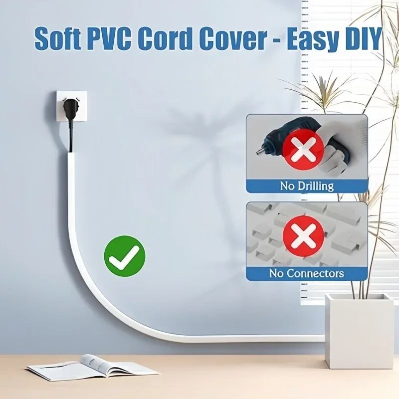 PVC Floor Cord Cover Cable Protector Self Adhesive Electrical Cable Hider 1