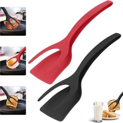 silicone shovel clip cooking tongs spatula turner for eggs pancakes and steak
