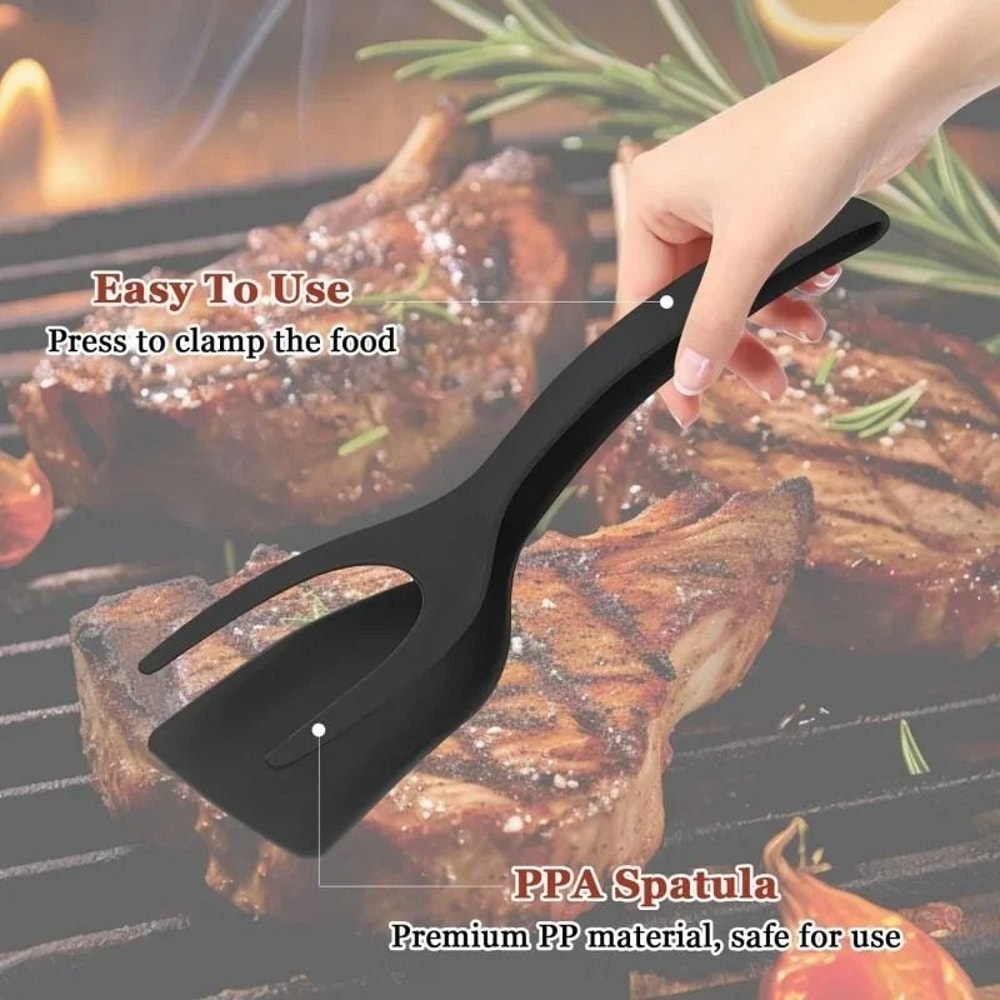 Silicone Shovel Clip Cooking Tongs Spatula Turner For Eggs Pancakes And Steak 2