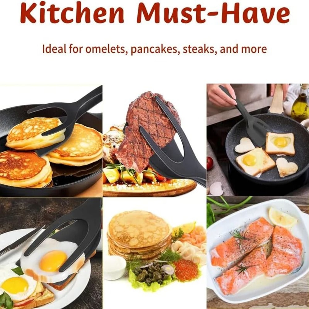 Silicone Shovel Clip Cooking Tongs Spatula Turner For Eggs Pancakes And Steak 5