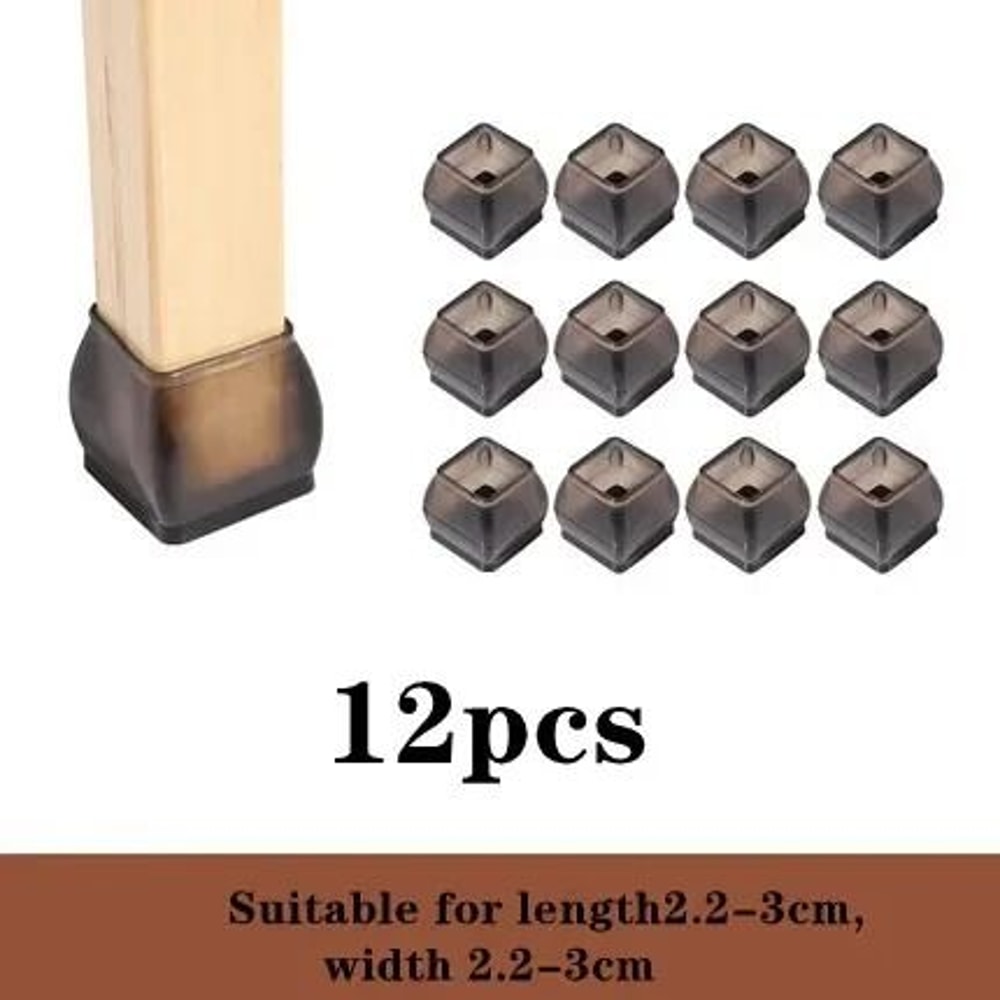 Silicone Chair And Table Leg Caps Floor Protector Pads Set 12