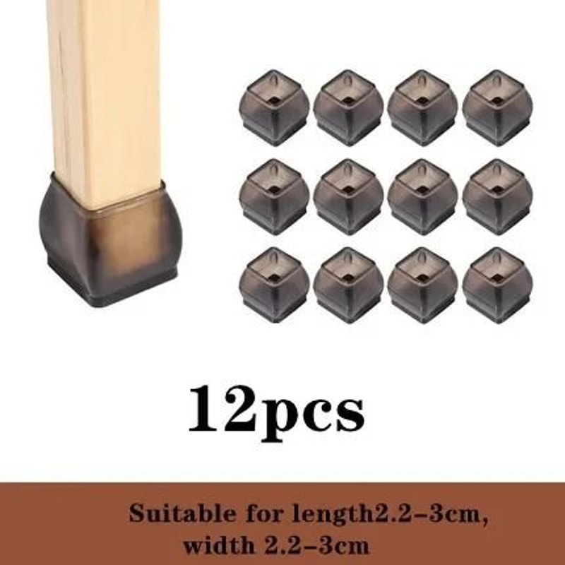 Silicone Chair And Table Leg Caps Floor Protector Pads Set 12