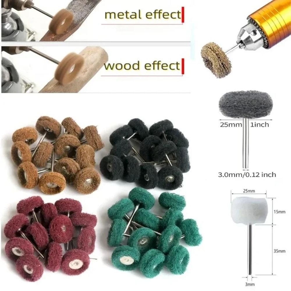 Mini Nylon Abrasive Brush Buffing Polishing Wheel Set For Rotary Tools 0