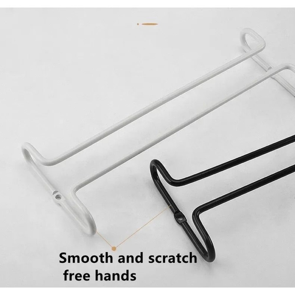 Under Cabinet Wine Glass Holder Iron Stemware Hanging Rack Organizer 2
