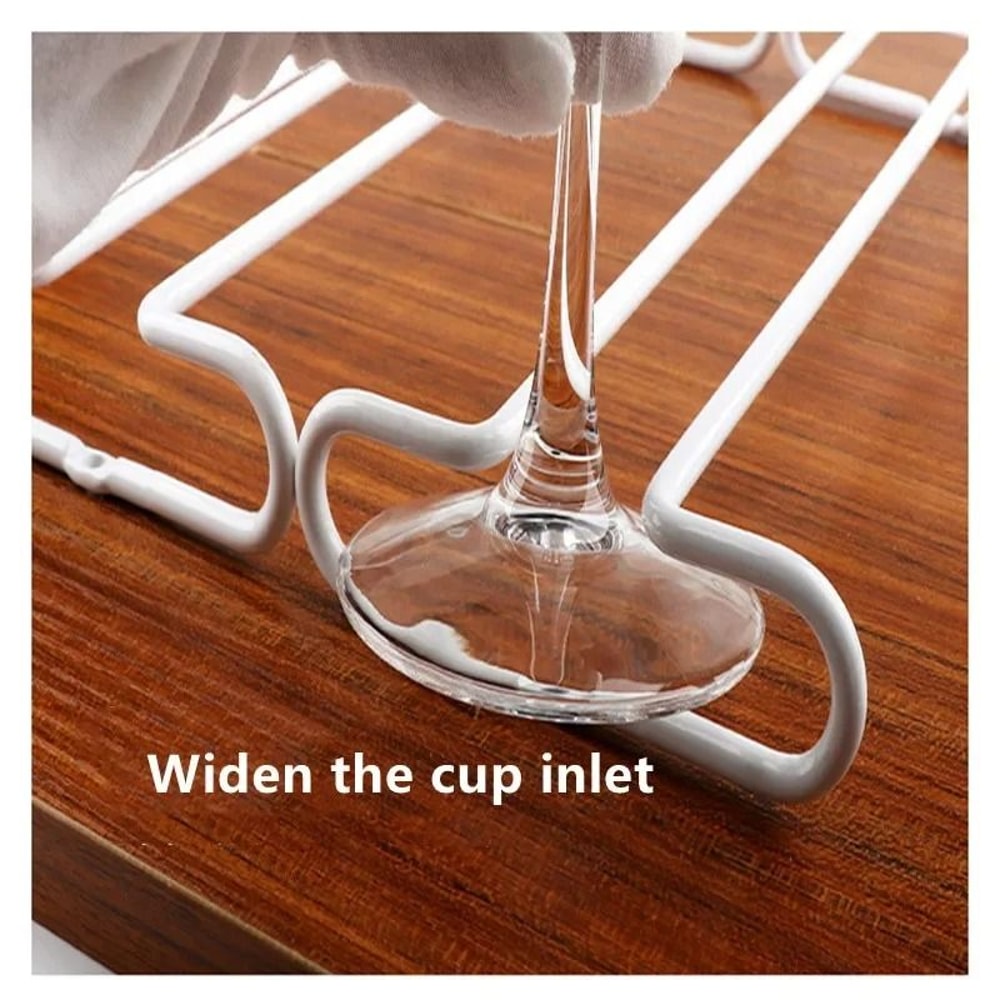 Under Cabinet Wine Glass Holder Iron Stemware Hanging Rack Organizer 3