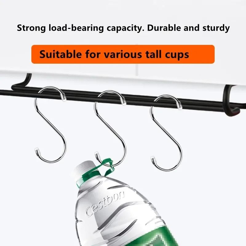 Under Cabinet Wine Glass Holder Iron Stemware Hanging Rack Organizer 5