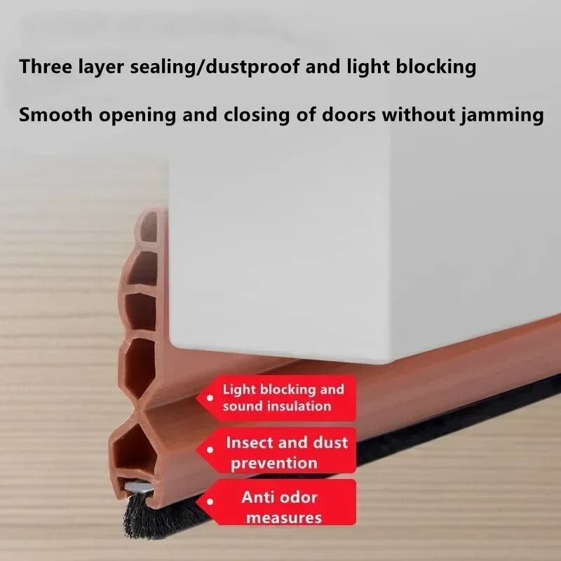 Silicone Door Bottom Seal Strip With Brush Draft Blocker 1