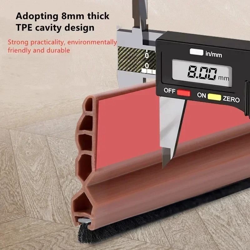 Silicone Door Bottom Seal Strip With Brush Draft Blocker 2