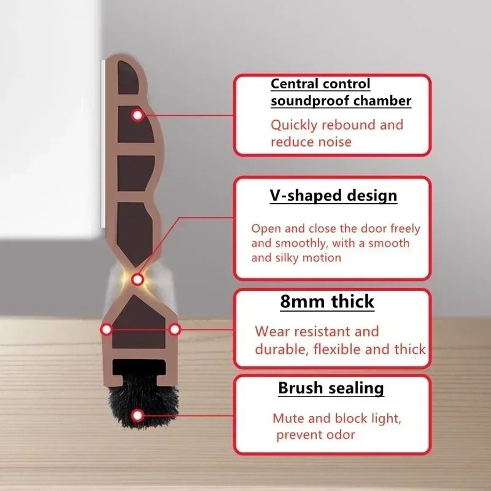 Silicone Door Bottom Seal Strip With Brush Draft Blocker 3