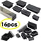 Black Square Pipe Plug Furniture Leg End Caps Anti Slip Floor Protectors Set 0