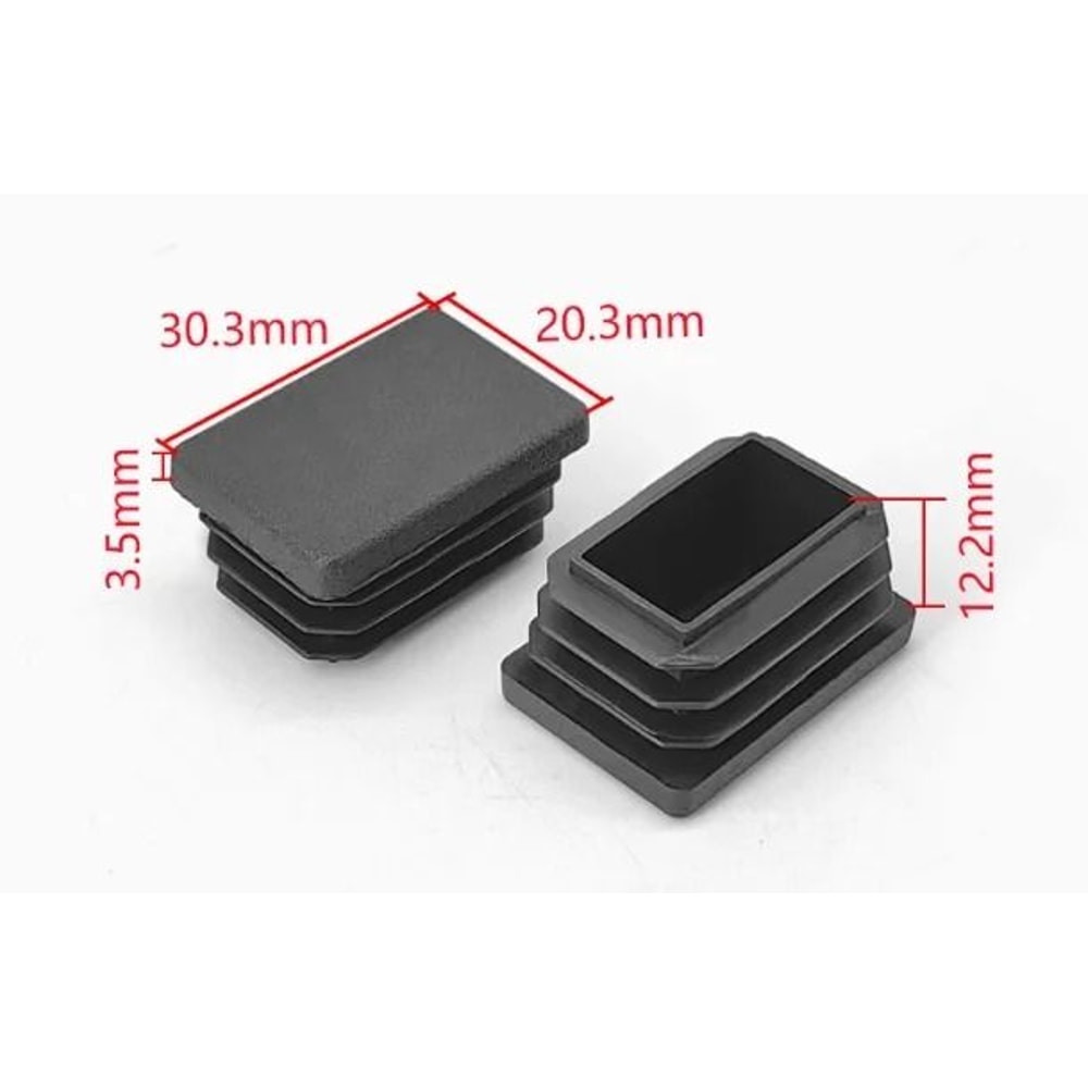 Black Square Pipe Plug Furniture Leg End Caps Anti Slip Floor Protectors Set 9