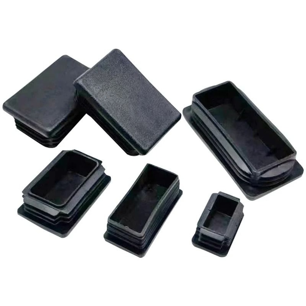 Black Square Pipe Plug Furniture Leg End Caps Anti Slip Floor Protectors Set 5