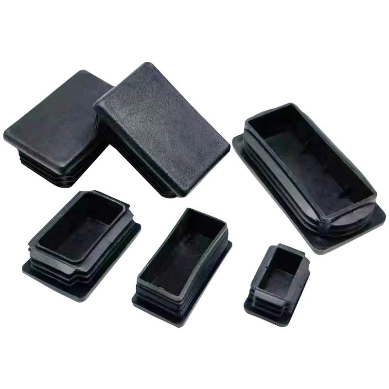 Black Square Pipe Plug Furniture Leg End Caps Anti Slip Floor Protectors Set 5