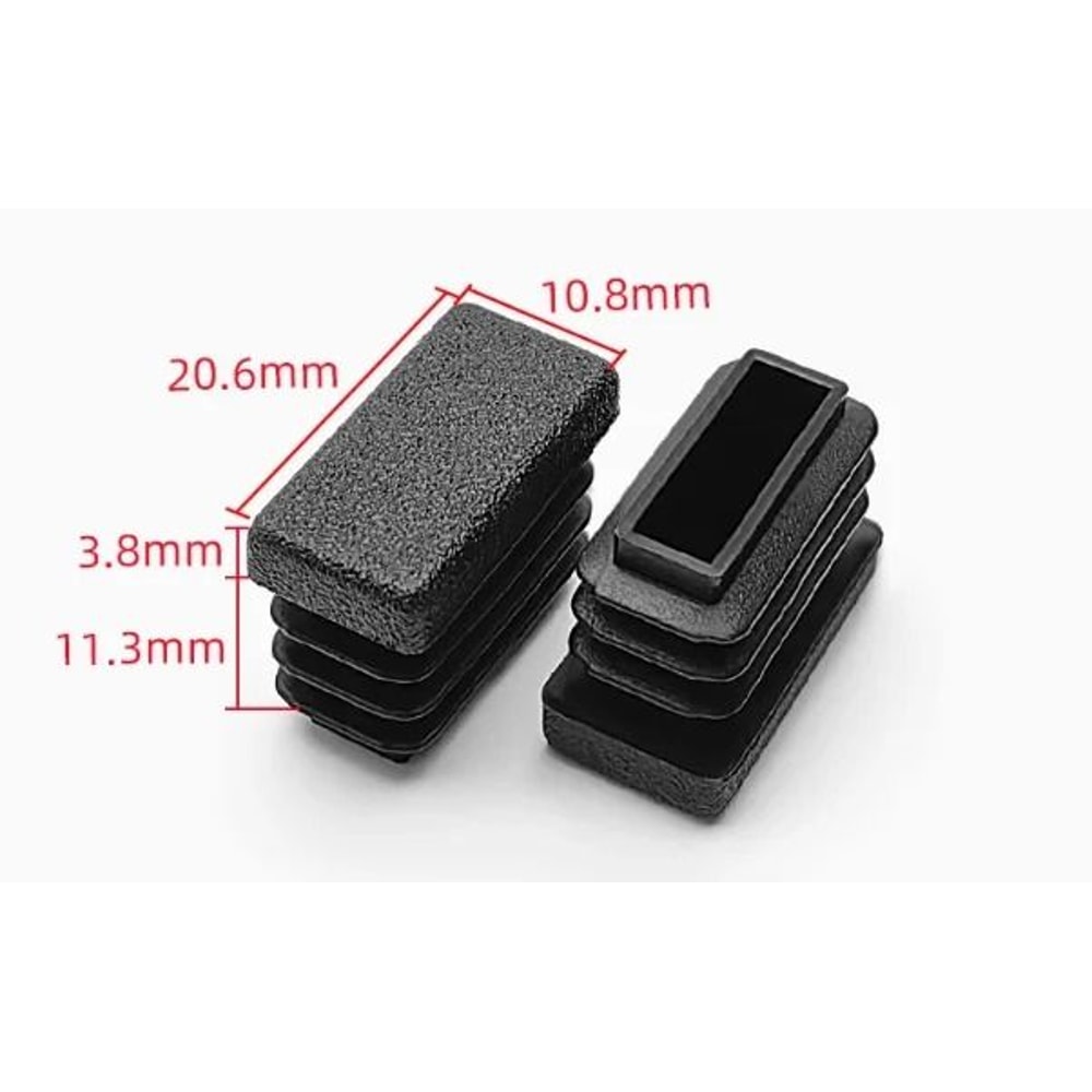 Black Square Pipe Plug Furniture Leg End Caps Anti Slip Floor Protectors Set 6