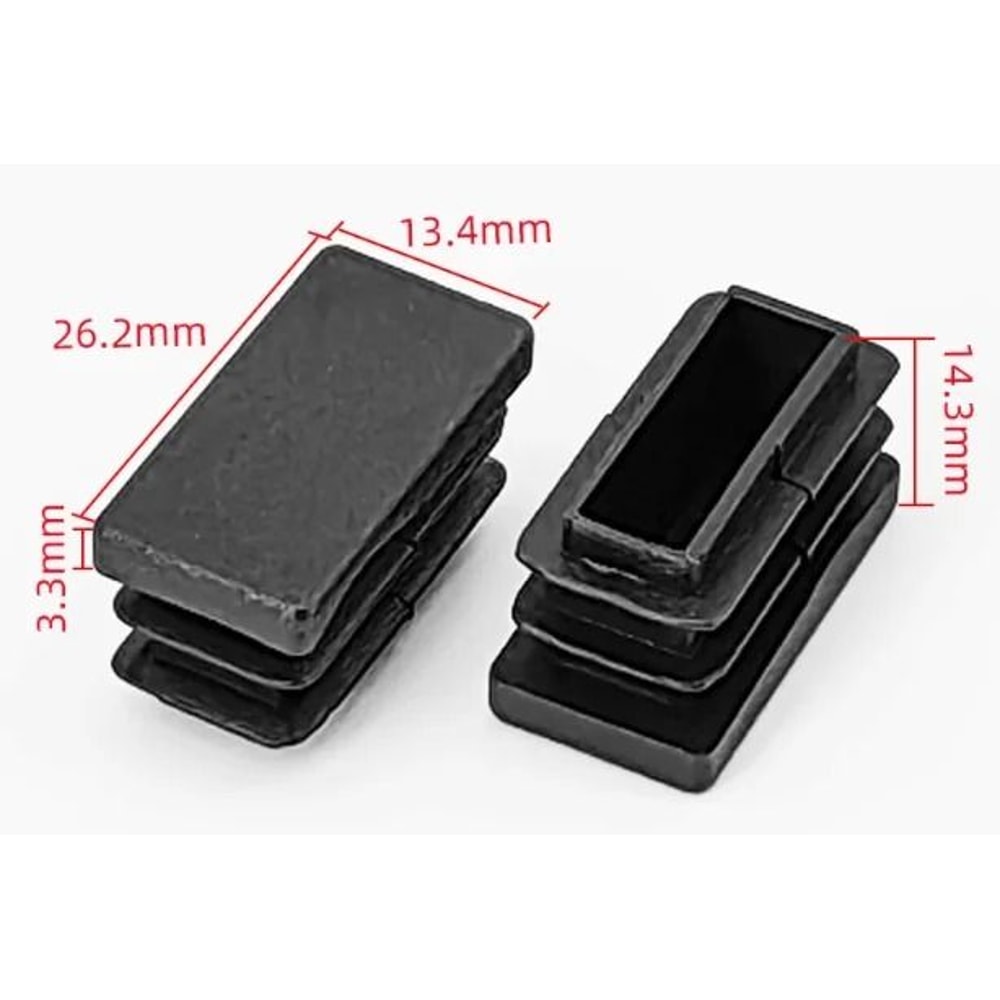 Black Square Pipe Plug Furniture Leg End Caps Anti Slip Floor Protectors Set 7
