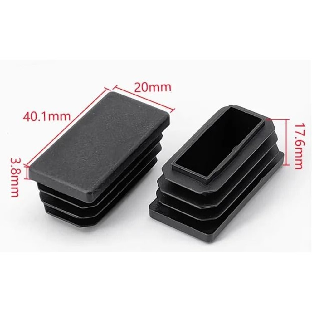 Black Square Pipe Plug Furniture Leg End Caps Anti Slip Floor Protectors Set 8