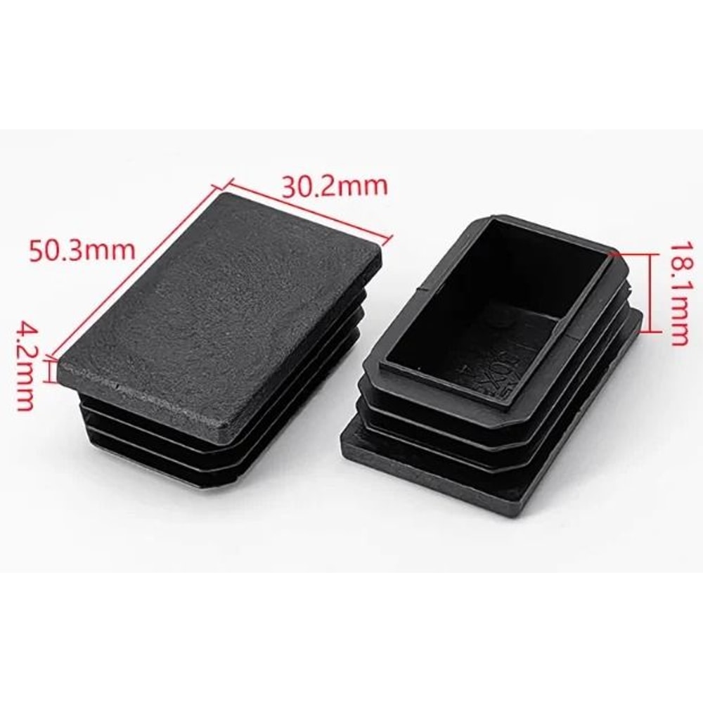 Black Square Pipe Plug Furniture Leg End Caps Anti Slip Floor Protectors Set 11