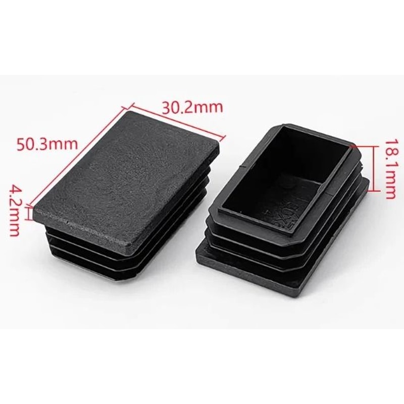 Black Square Pipe Plug Furniture Leg End Caps Anti Slip Floor Protectors Set 11