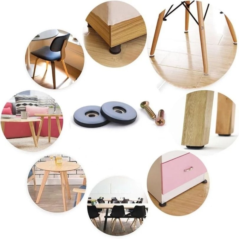 PTFE Furniture Glides Heavy Duty Screw In Floor Protector Pads Set 1