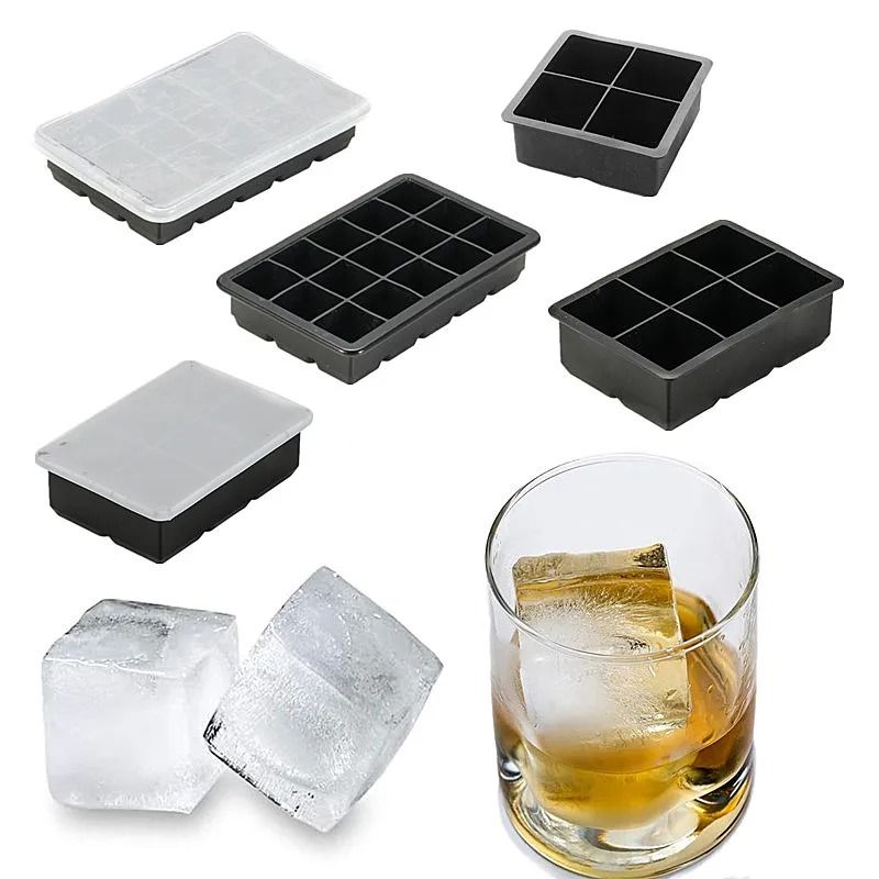 Large Silicone Ice Cube Tray Mold For Jumbo Square Ice Cubes 0