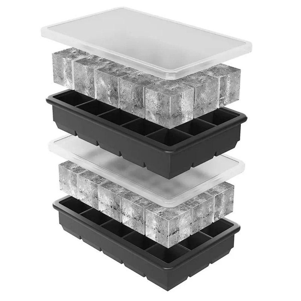 Large Silicone Ice Cube Tray Mold For Jumbo Square Ice Cubes 2