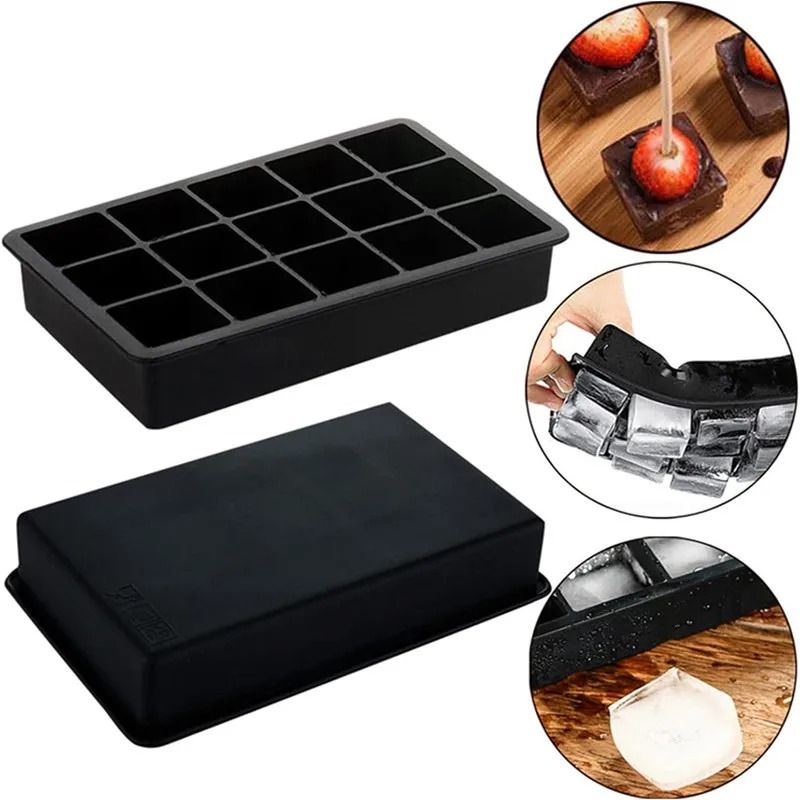 Large Silicone Ice Cube Tray Mold For Jumbo Square Ice Cubes 3