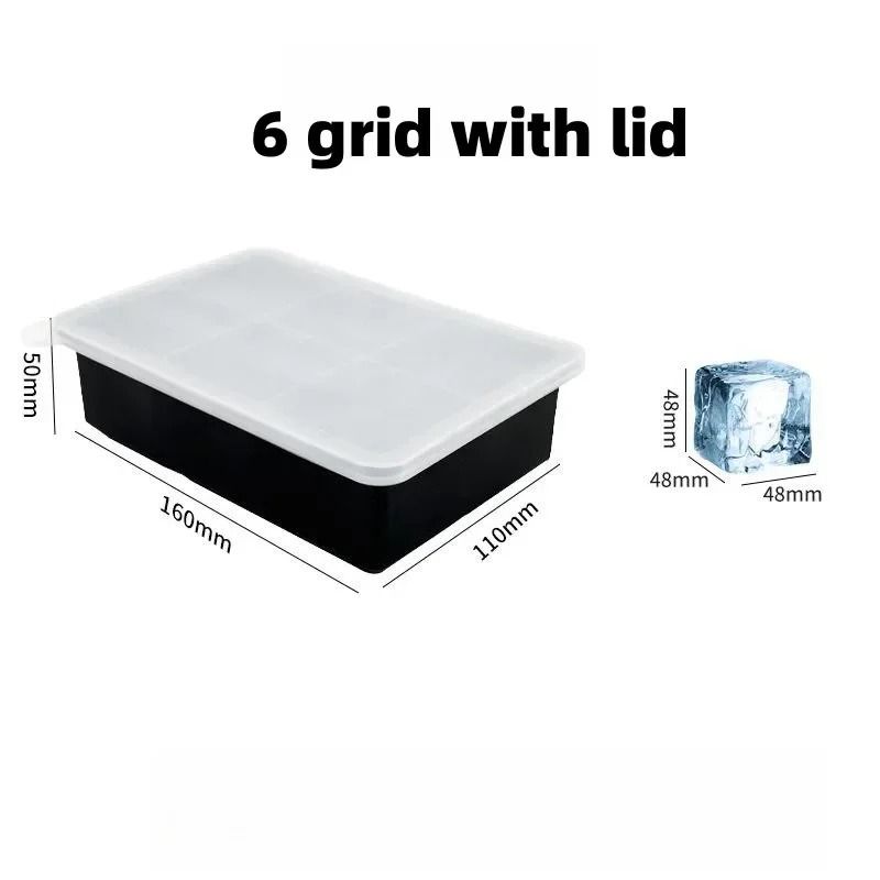 Large Silicone Ice Cube Tray Mold For Jumbo Square Ice Cubes 9