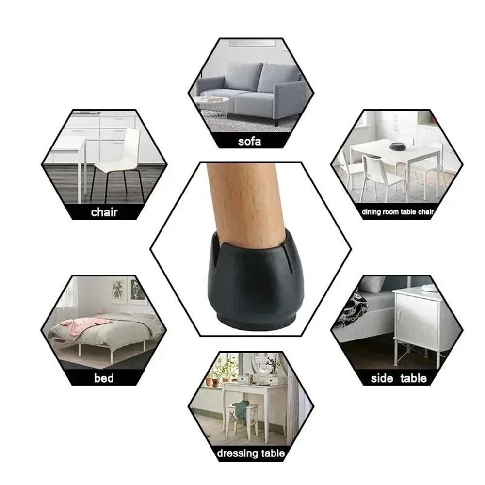 Rubber Chair Leg Caps Anti Scratch Floor Protector Non Slip Covers Set 1