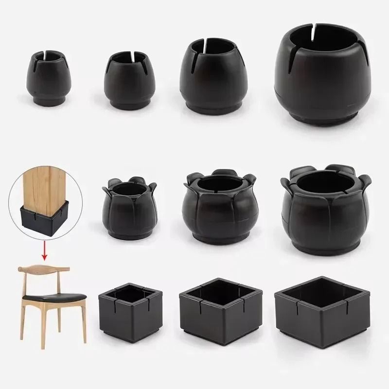 Rubber Chair Leg Caps Anti Scratch Floor Protector Non Slip Covers Set 2