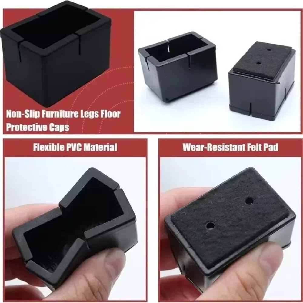Rubber Chair Leg Caps Anti Scratch Floor Protector Non Slip Covers Set 4