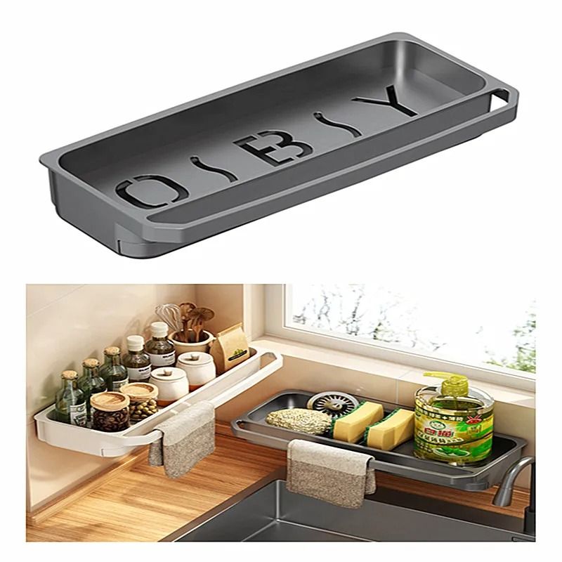 Kitchen Sink Drain Rack Self Draining Organizer Sponge And Soap Holder 0