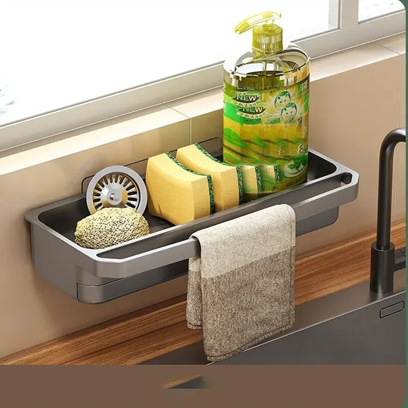 Kitchen Sink Drain Rack Self Draining Organizer Sponge And Soap Holder 6