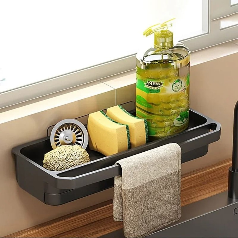 Kitchen Sink Drain Rack Self Draining Organizer Sponge And Soap Holder 8