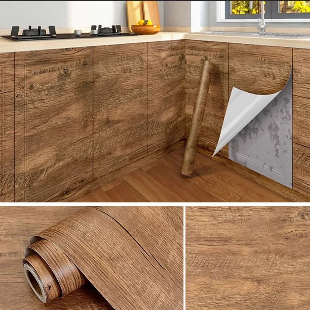 Wide Peel And Stick Wood Grain Vinyl Flooring Roll 4