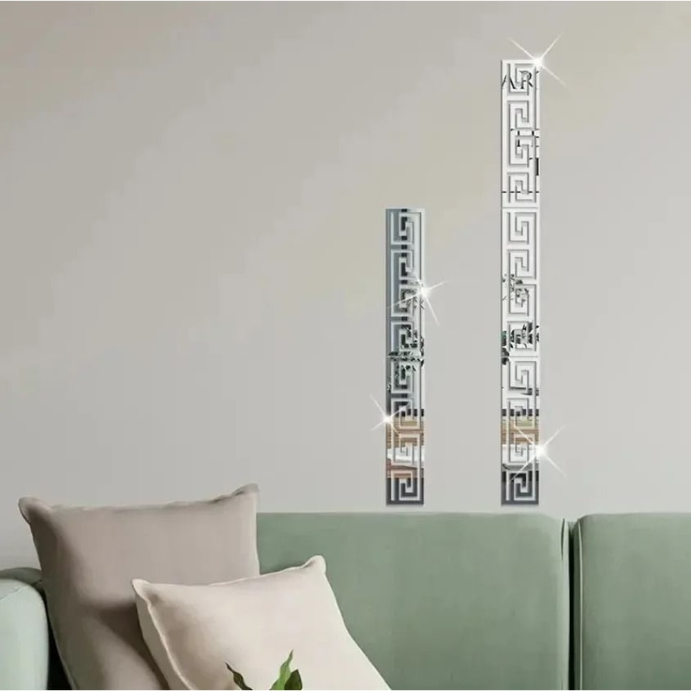 Self Adhesive 3D Mirror Wall Sticker Decorative Edge Set 2