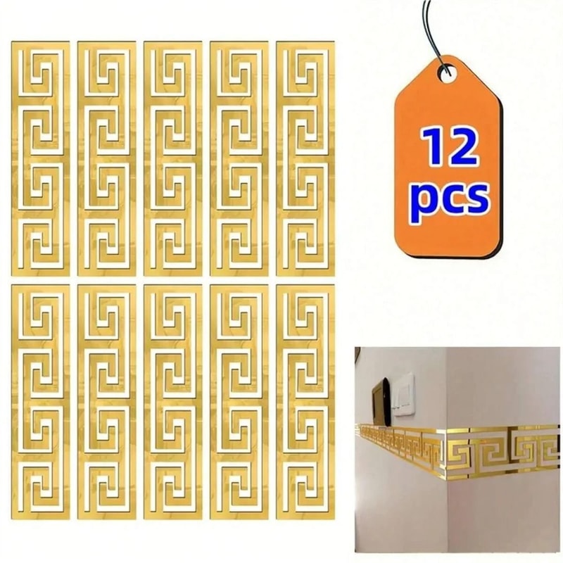 Self Adhesive 3D Mirror Wall Sticker Decorative Edge Set 6