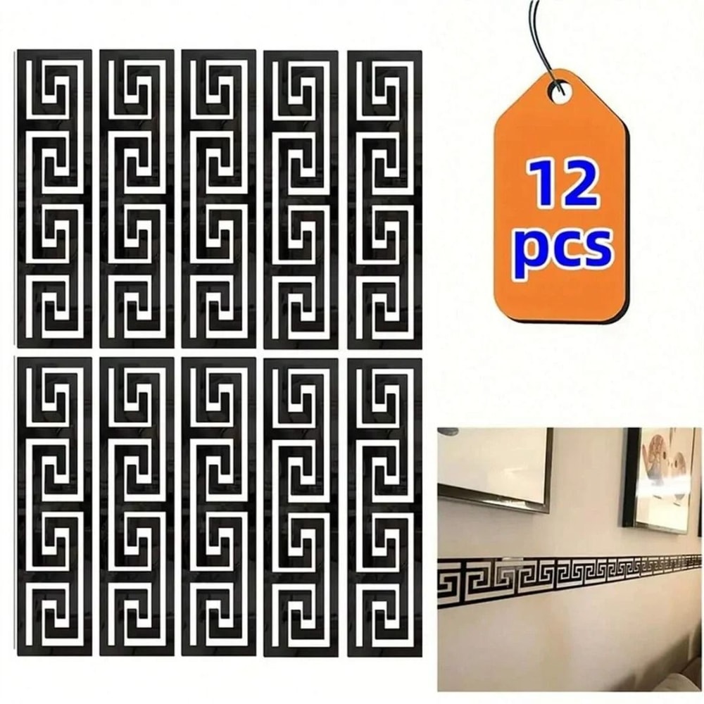 Self Adhesive 3D Mirror Wall Sticker Decorative Edge Set 7