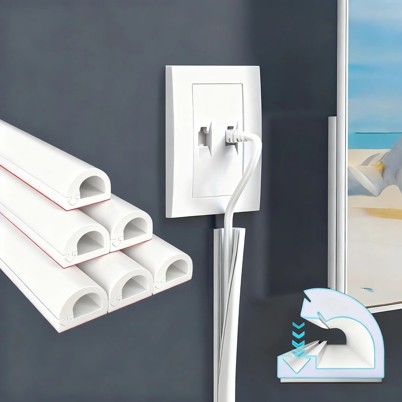 Invisible Adhesive Cable Raceway Soft Cord Protector For Walls 0