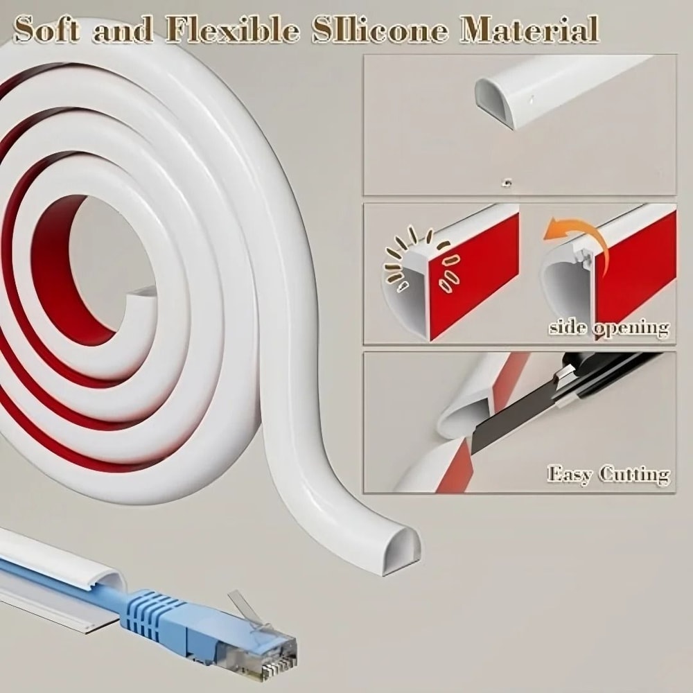 Invisible Adhesive Cable Raceway Soft Cord Protector For Walls 6