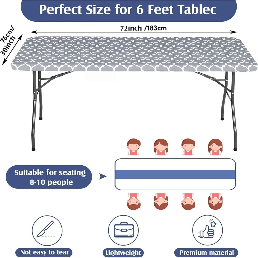 Elastic Fitted Plastic Tablecloth For Rectangle Tables 1