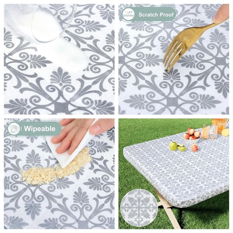 Elastic Fitted Plastic Tablecloth For Rectangle Tables 2