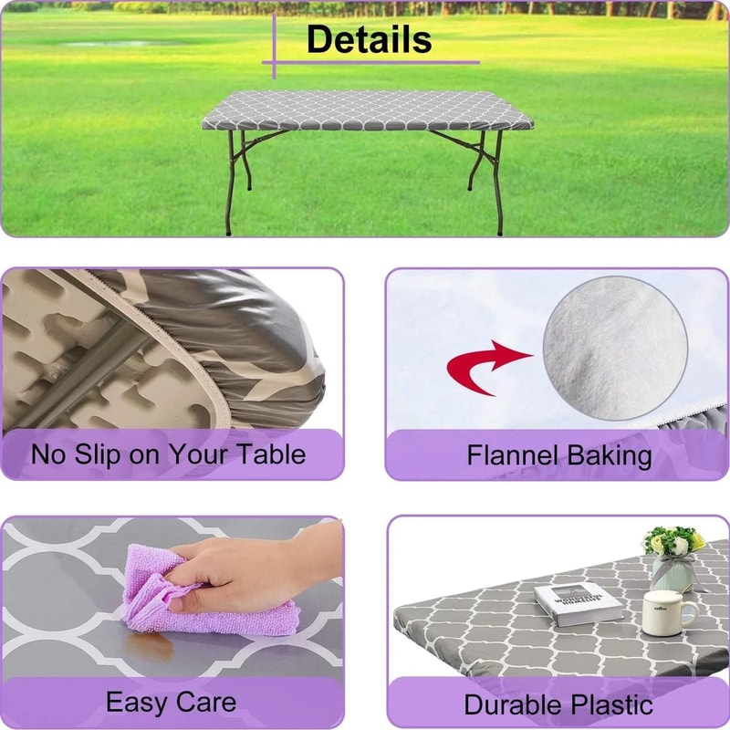 Elastic Fitted Plastic Tablecloth For Rectangle Tables 3
