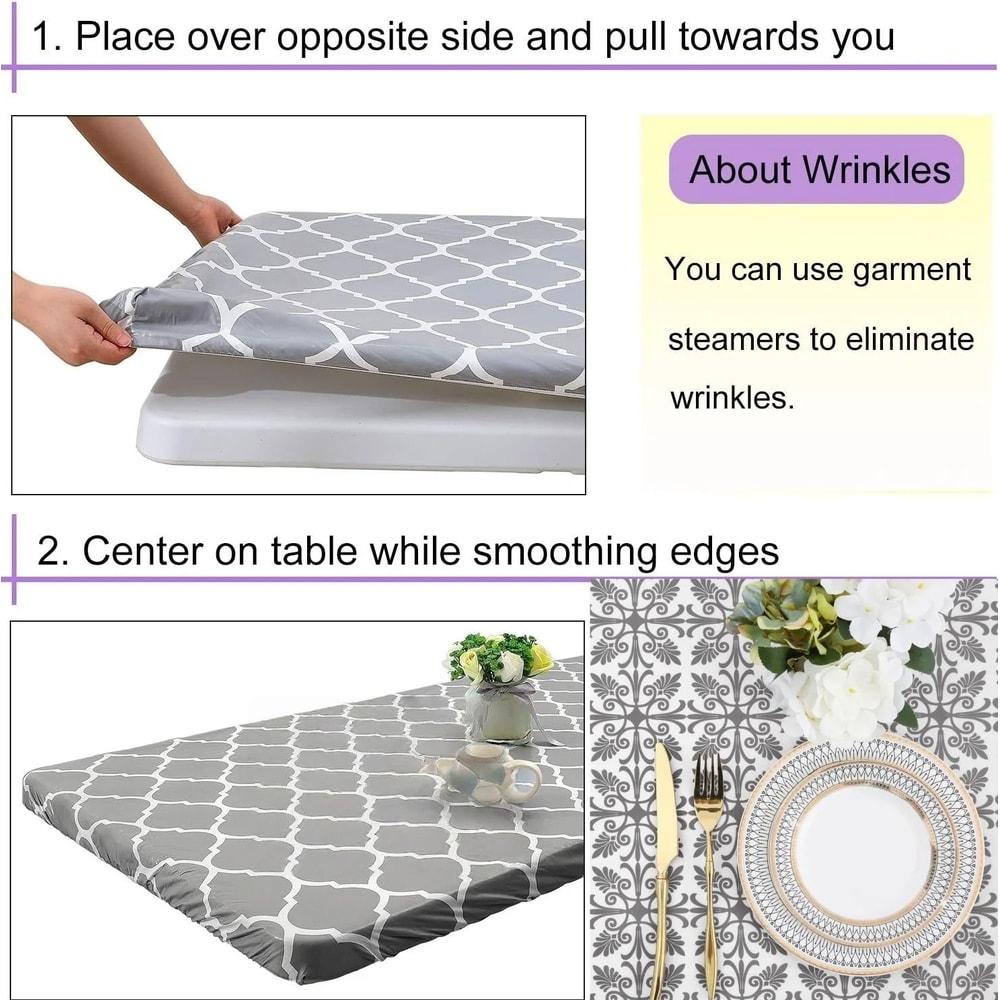 Elastic Fitted Plastic Tablecloth For Rectangle Tables 4