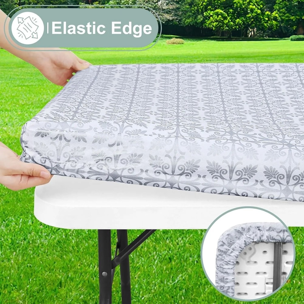 Elastic Fitted Plastic Tablecloth For Rectangle Tables 9